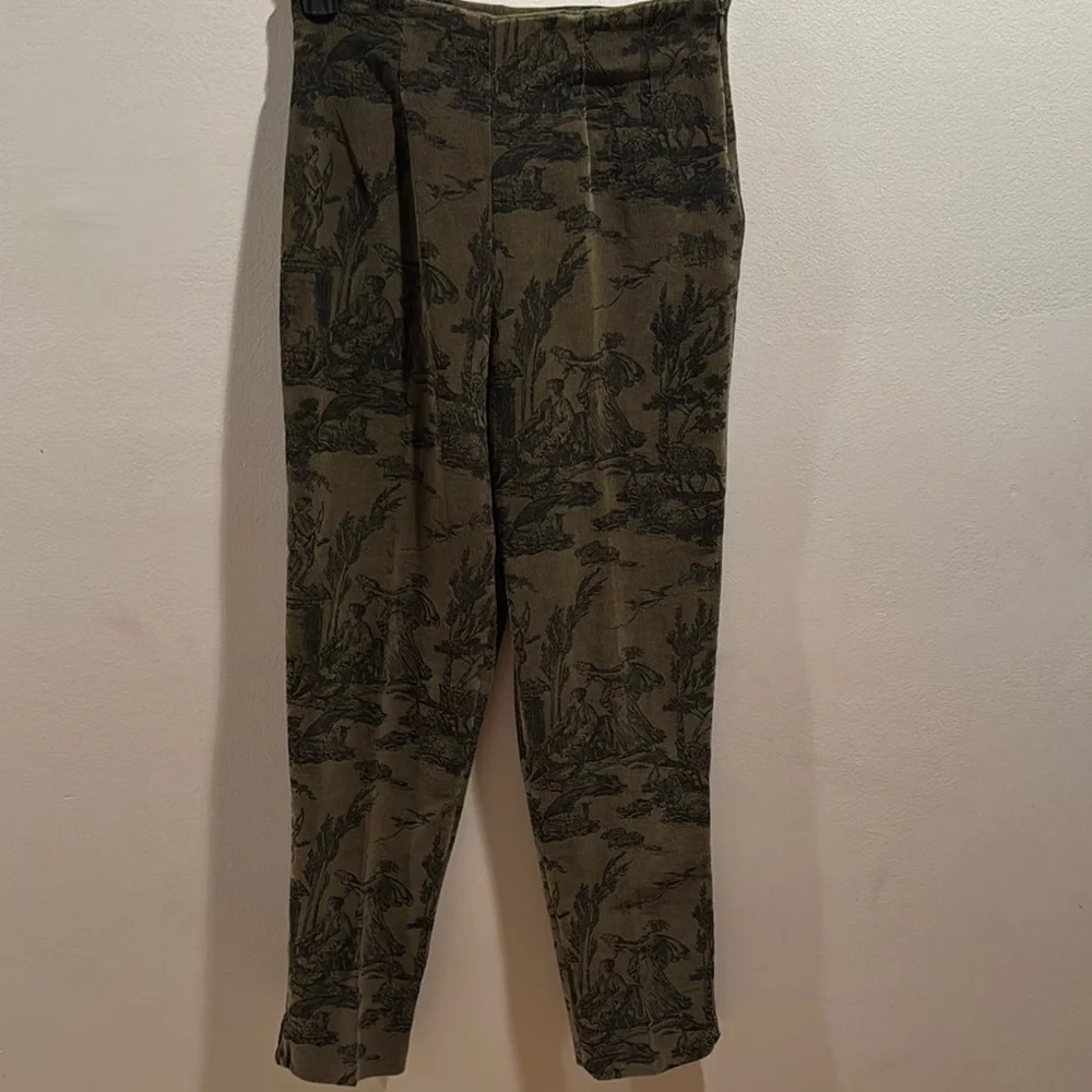 Women’s Olive Tapestry Corduroy Pants Vintage 10